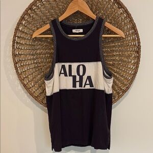 Madewell Aloha navy  and White Tank Top size small